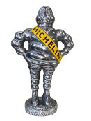 Cast metal Michelin Man in chrome colour, 38cm.