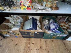 Three boxes of china including Spode Italian, Minton Haddon Hall, Villeroy & Boch, etc.