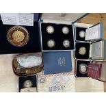 Collection of silver proof coins including The Tudor Age 5oz, UK Pattern Collection (4),