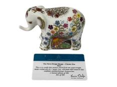Royal Crown Derby 'Hari' elephant paperweight, boxed with COA.