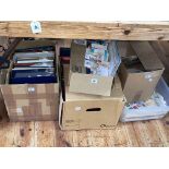 Five boxes of stamp albums, FDCs, etc.