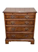 Georgian style walnut Bachelors chest having brush slide above four long graduated drawers on