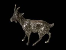 Silver model of a goat, London 1983, 9.5cm high.