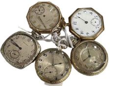 Five Waltham/Elgin/Swiss pocket watches.