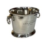 Champagne bucket marked 'Cuvee De Prestige Du Louvois', 25cm high.