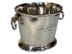 Champagne bucket marked 'Cuvee De Prestige Du Louvois', 25cm high.