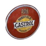 Large circular Castrol Motor Oil enamel sign, 91cm diameter.