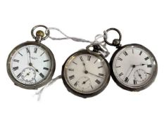 Three silver gents pocket watches.