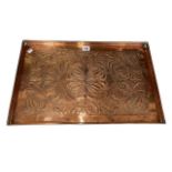 KSIA rectangular embossed copper tray, 34cm by 54cm.