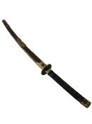 Japanese sword and scabbard with silver crane decorated tsuba, blade signed, overall length 101cm.