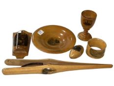 Six pieces of Mauchline ware.