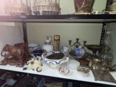 Royal Copenhagen relief plaques, Buckingham Good & Co tureen, ornate ink stand, Bohemian glass,