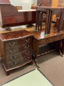 Polished mahogany four drawer serpentine front chest,