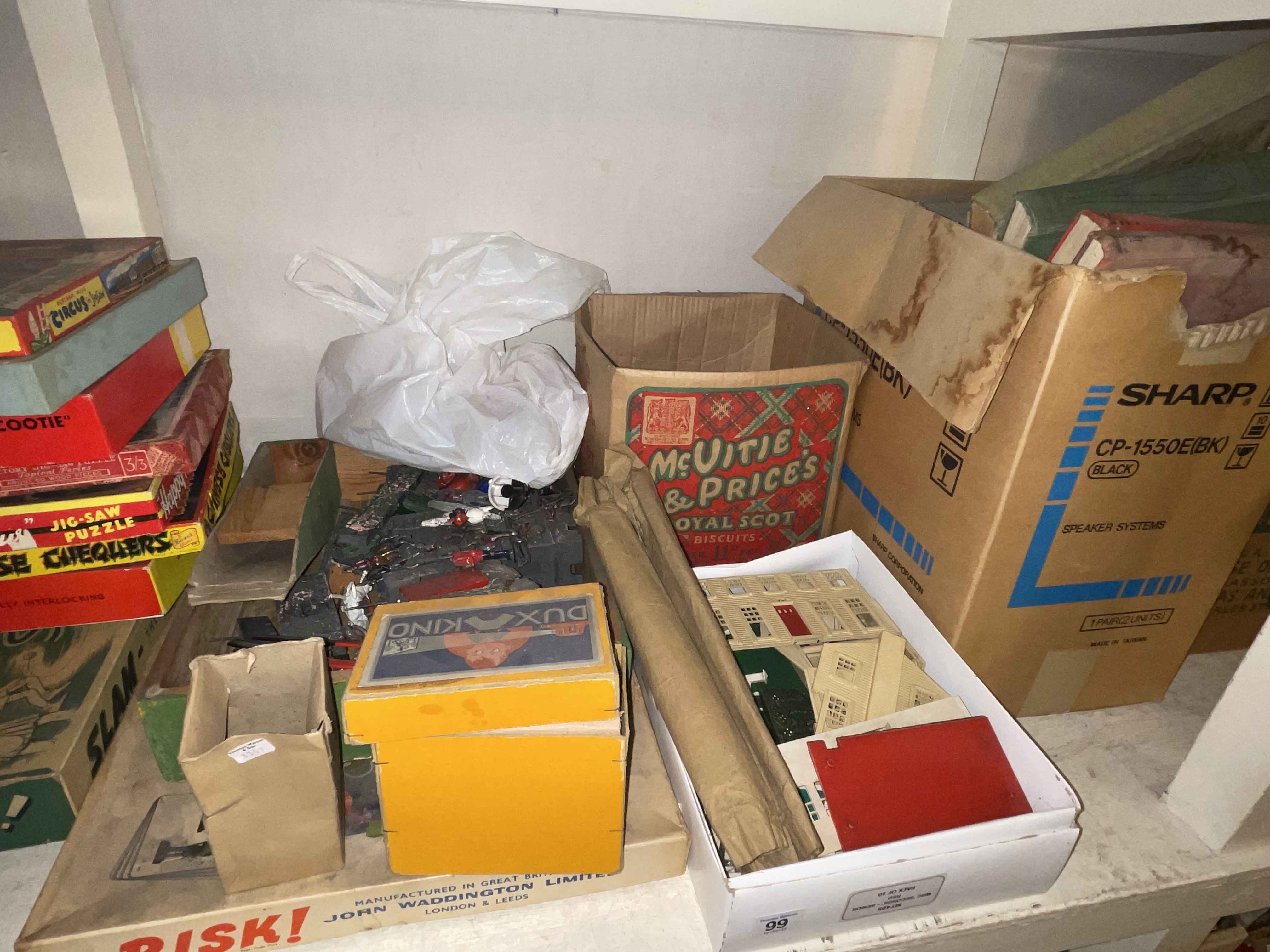 Full shelf of vintage games, toys, children's and other books, two Bayko Building sets, - Image 3 of 4