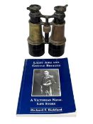 Naval binoculars by Ross, London, stamped 1898, and Naval book (2).