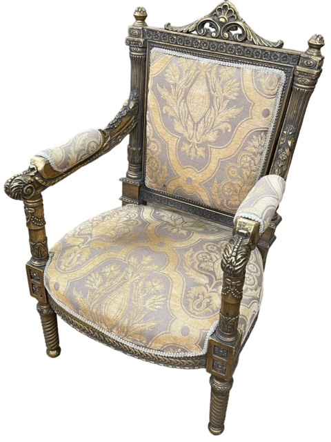 Continental gilt painted open armchair.