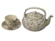 First period Belleek teapot, cup and saucer.