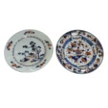 Two 18th Century Chinese Imari plates with landscape and floral designs, 23cm.