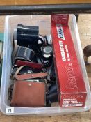 Vintage cameras, tripod accessories, monoscope, etc.