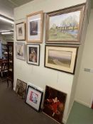 Collection of eleven various pictures including G Tuesley oil, Sabina Jones painting, etc.