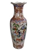 Large Chinese vase decorated with figures and temples in floral landscape, 61.5cm.