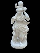 Parian figure of mother and child, 42cm tall.