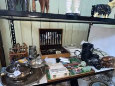 Collection of pipes, Masonic regalia, cameras, Sheffield silver plate canteen of cutlery,