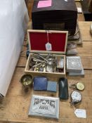 Two silver pocket watches, Murphy Bakelite radio, collectables, costume jewellery, etc.