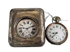 Two Goliath keyless watches, one with silver mounted travel case.