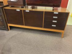 Vintage Stag two tone sideboard, 78cm by 179.5cm by 43cm.