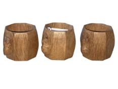 Three Robert Thompson of Kilburn 'Mouseman' octagonal napkin rings.