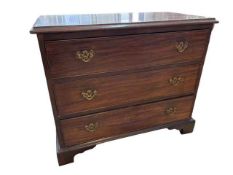 Georgian mahogany chest of three long drawers on bracket feet, 69cm by 82cm by 43cm.