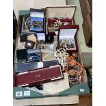 Collection of wristwatches and costume jewellery including pair of 9 carat gold cufflinks.