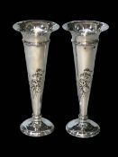 Pair silver vases by William Comyns, London 1908, 22.5cm, loaded.