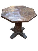 Robert Thompson of Kilburn 'Mouseman' adze cut octagonal coffee table, 48.5cm by 55cm by 55cm.