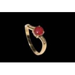 Ruby and diamond 18 carat gold ring, having approximately 0.