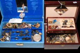 Two jewellery boxes and contents.