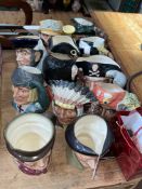 Twelve Royal Doulton toby jugs including Sam Weller, St. George, Capt Ahab, Veteran Motorist, etc.