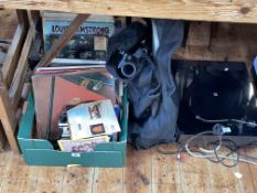 RFGA record player, LP records, singles, satellite dish etc.