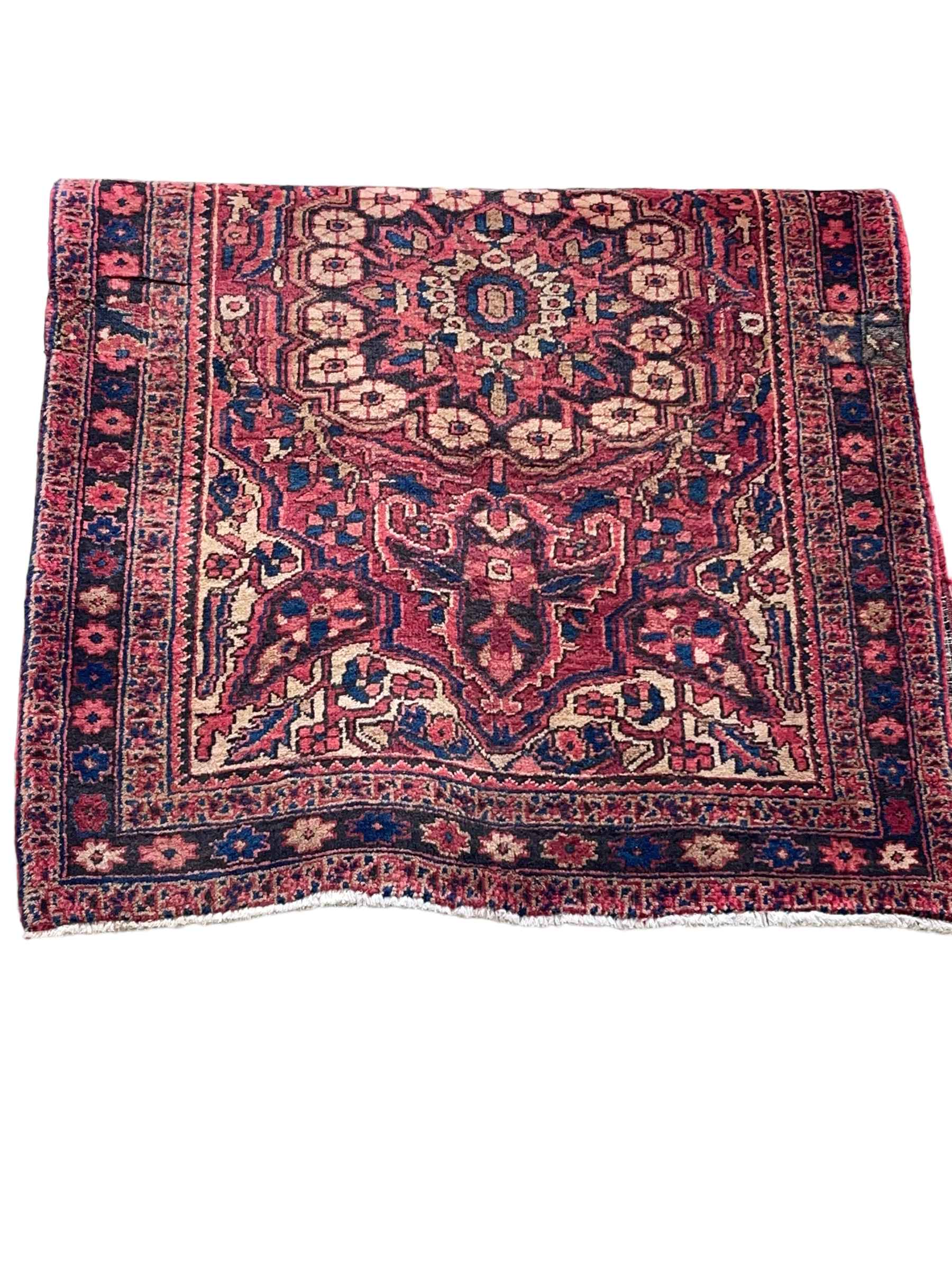 Mid Century hand knotted Persian Heriz carpet 3.40 by 1.22.
