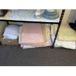 Collection of linens inc Durham quilts.