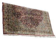 Kashmir hand knotted silk rug 2.20 by 1.58.