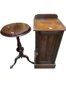 Victorian circular mahogany tripod occasional table and late Victorian pot cupboard (2).