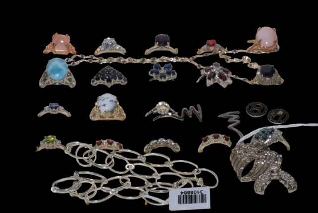 Collection of nineteen silver gem set rings, together with earrings, pendant, chain and necklace.