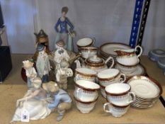 Three Lladro figures 5454, 5472 and 5471, three Nao figures, Sylvac beetroot, Duchess teawares, etc.