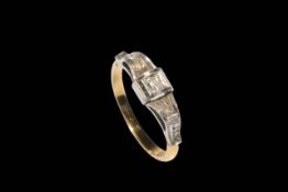 18 carat and platinum diamond ring, size K.