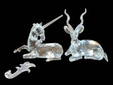 Swarovski The Kudu with COA and The Unicorn, in boxes.