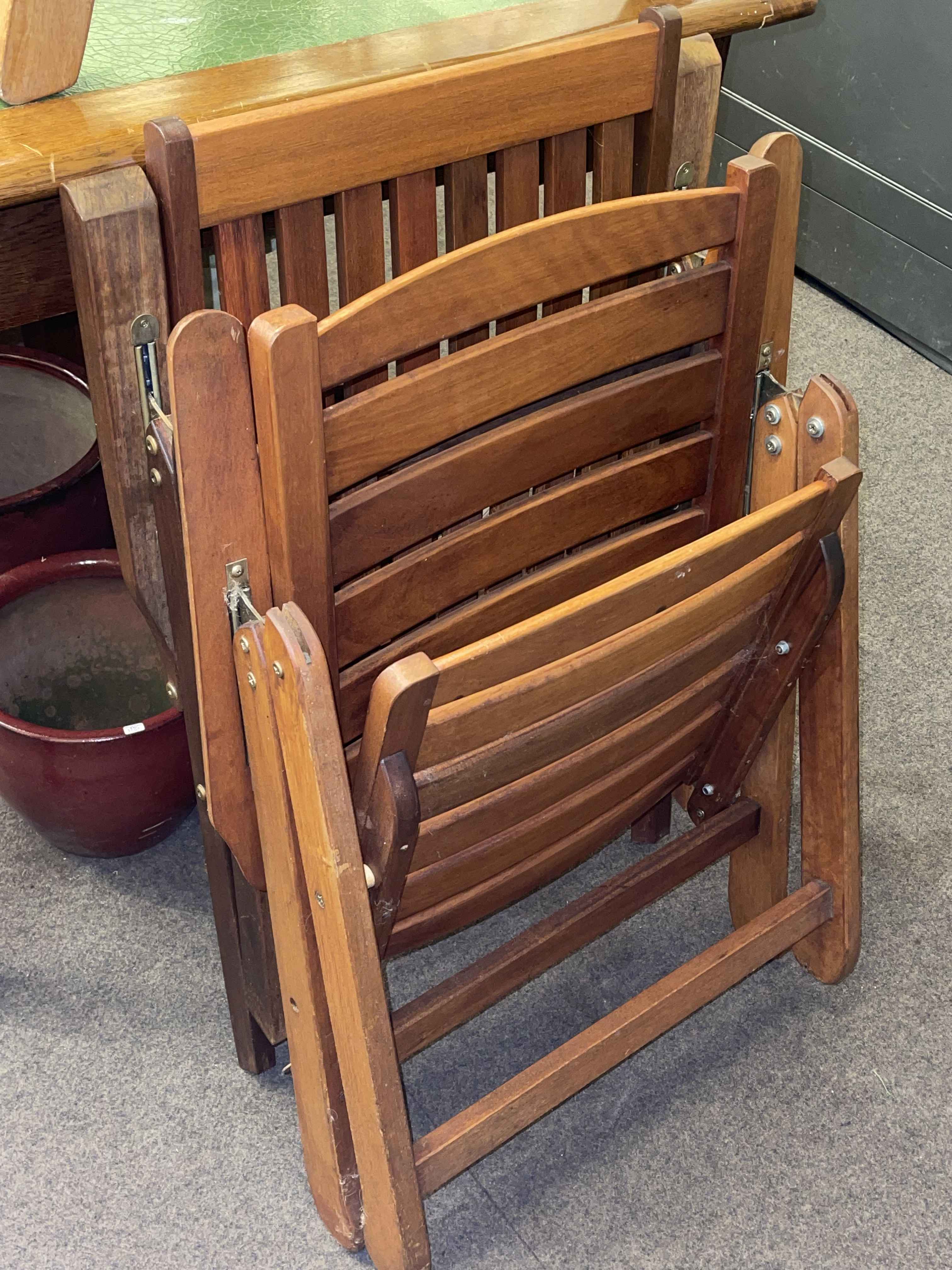 Four adjustable teak folding garden chairs (3x1). - Image 2 of 2