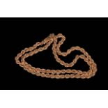 9k gold rope twist necklace, 39cm.