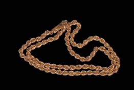 9k gold rope twist necklace, 39cm.